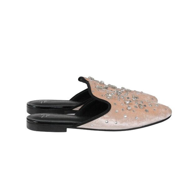 Giuseppe Zanotti Womens Letizia Mules EU39 US9 Tan Nude Crystal Embellished Slip - Picture 8 of 11